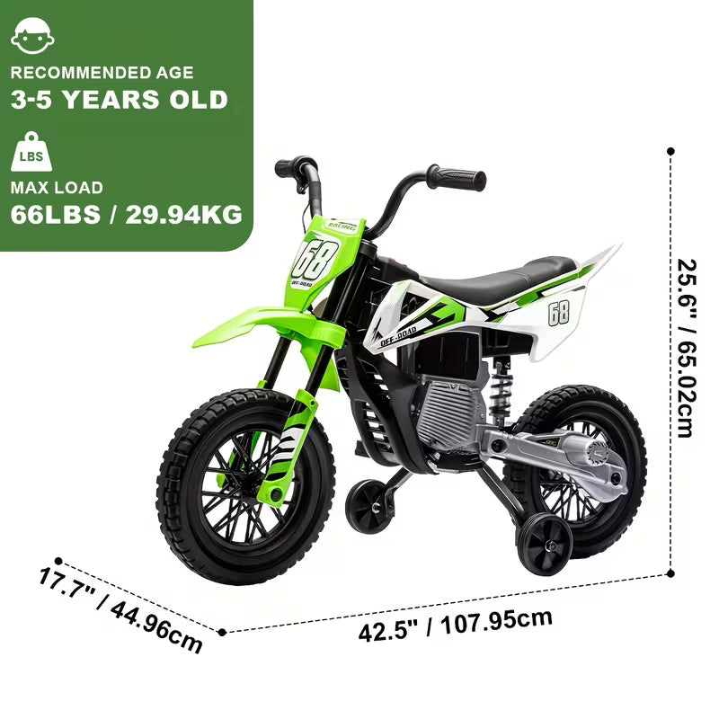 Kids Electric Motorcycle Ride-On Toy, 12V Motorbike with Twist Grip Throttle