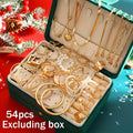 54pcs Elegant Jewelry Set With Earrings, Necklaces, Rings, And Bracelets For Girls To Wear On A Daily Basis