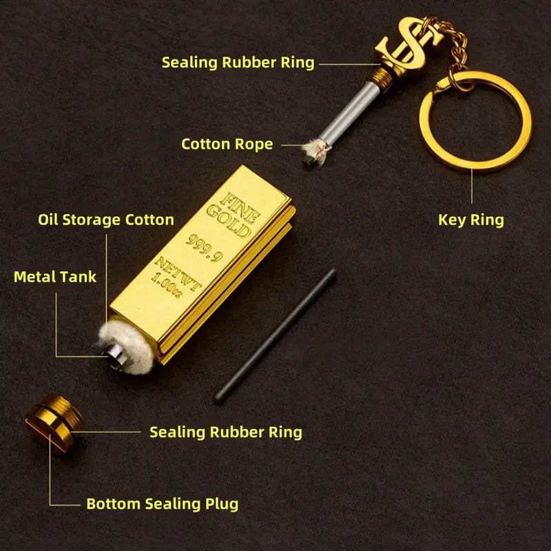 2-pack Windproof Permanent Lighter, Creative Golden Bar Small Match Stick