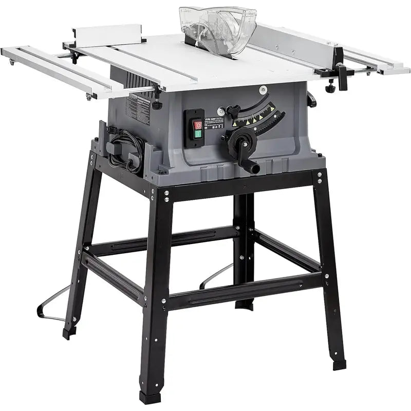 10 Inch Table Saw, 15 Amp 5000RPM Powerful Tablesaw With Stand & Protective Cover