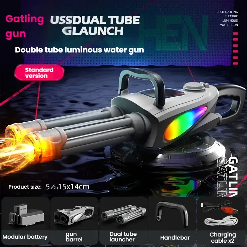 Gatling Electric Water Gun For Adults Kids Ages 8+, Most Powerful Automatic Squirt Gun, High Powered 28-32 FT Long Range Auto Water Blaster