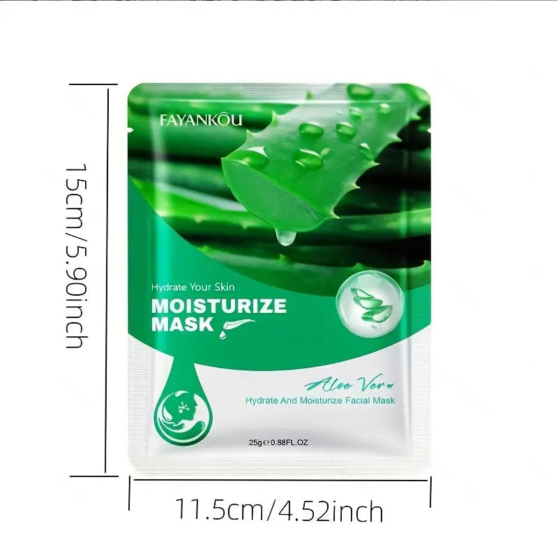 20pcs Of Aloe Vera Facial Masks, Spring And Summer Moisturizing Masks, Rich In Aloe Vera Essence And Glycerin