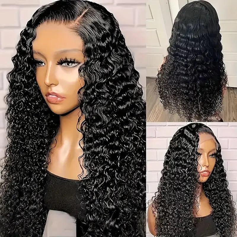34" Glueless Water Wave Human Hair Wig - Pre-Plucked 5x5 HD Lace Closure, 250% Density Brazilian Virgin Hair