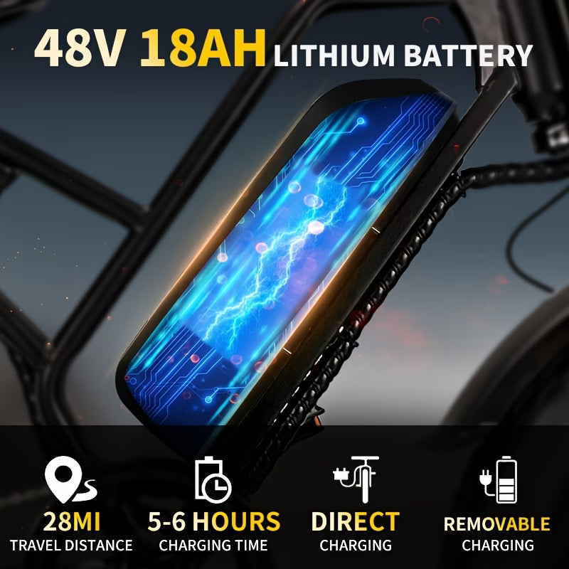 An Electric Bicycle Equipped With A 48 Volt 700 Watt Motor