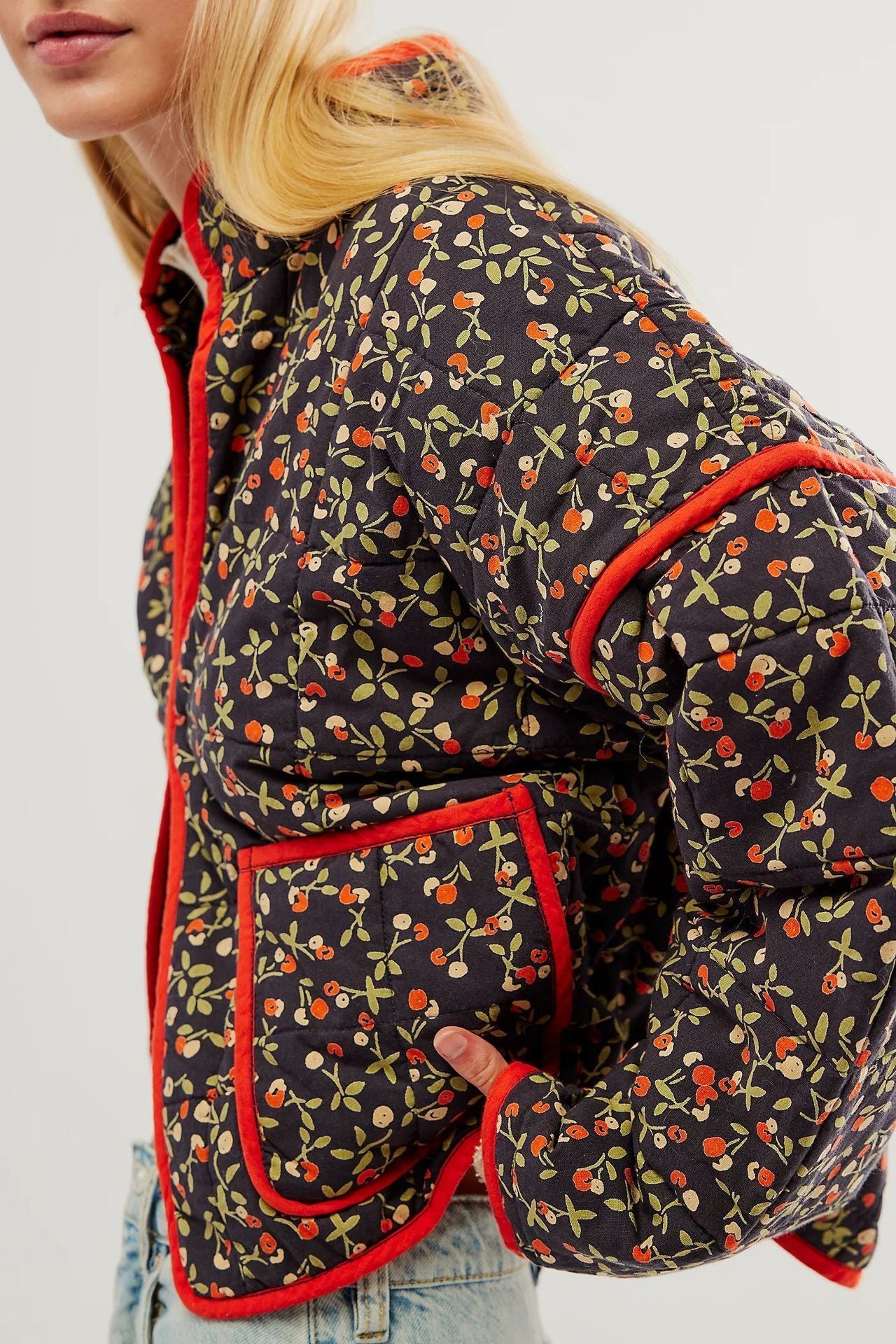 Quilted Cotton Printed Contrast Color Cotton Coat For Women