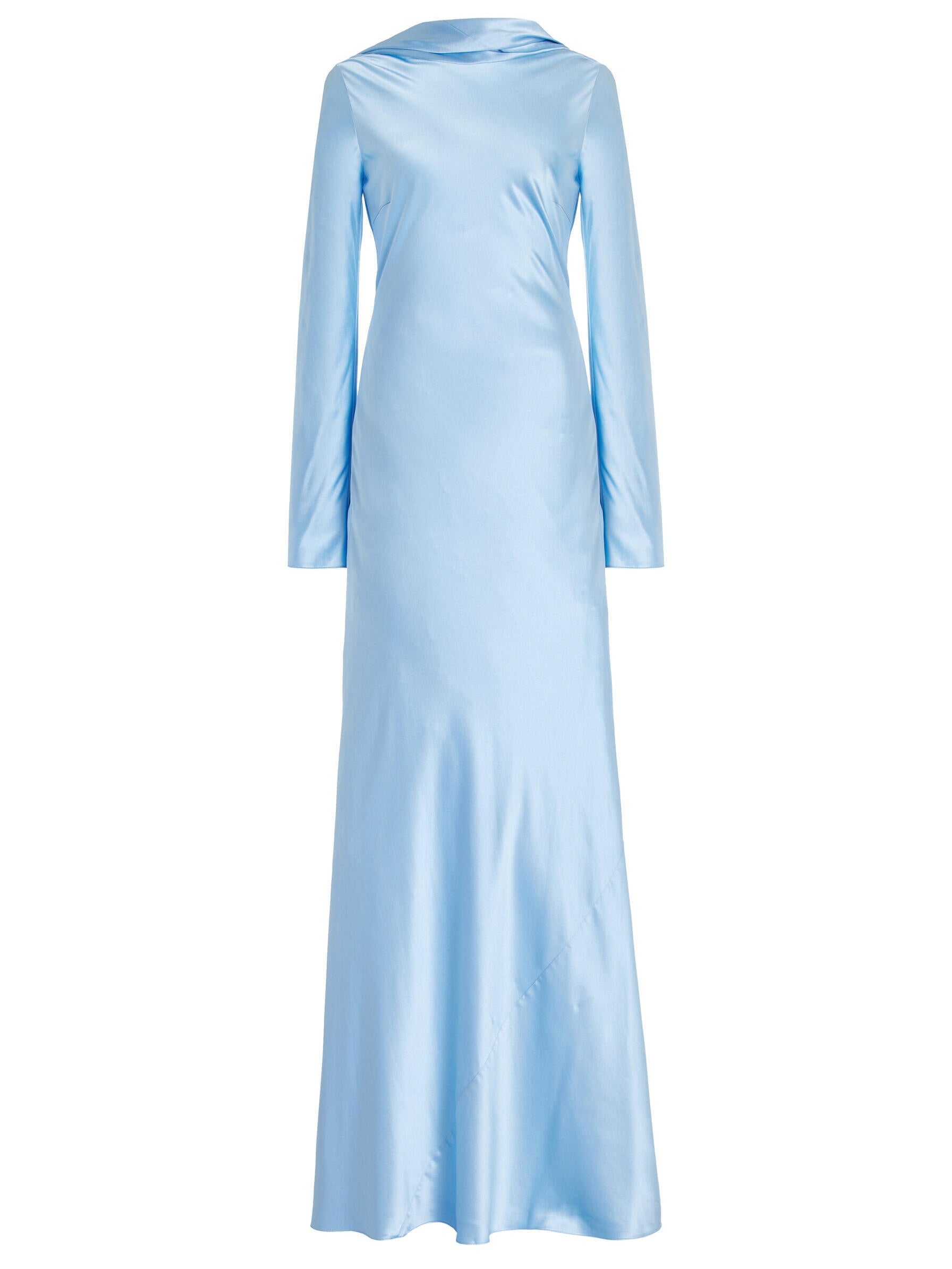 Satin Open-back Long-sleeved Maxi Dress