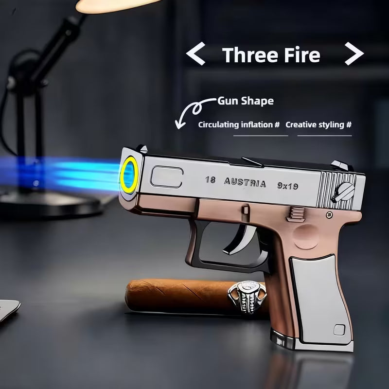 GodFire Creative Metal Gun Lighter - Refillable Butane Cool Lighter -Retro Revolver Windproof Lighter