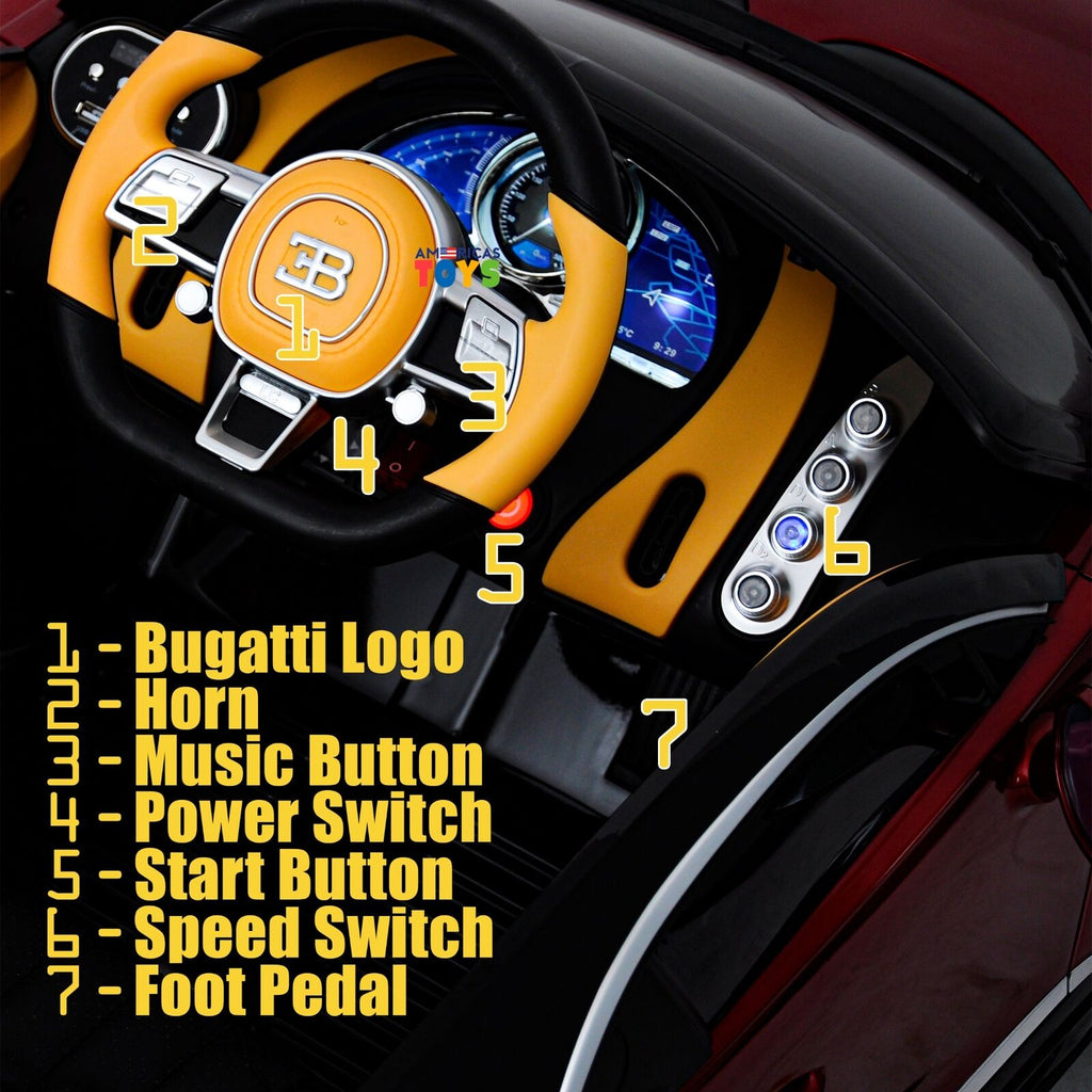 Licensed Bugatti R/C Car with Music, Leather Seat, and Multiple Color Options