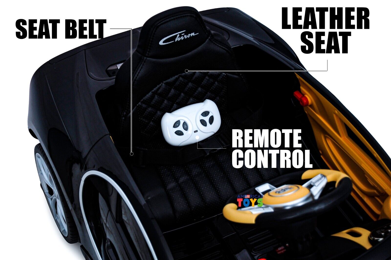 Licensed Bugatti R/C Car with Music, Leather Seat, and Multiple Color Options