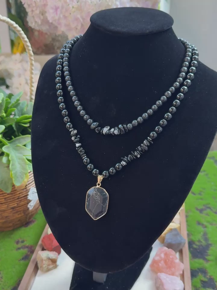 2pcs/Guardian Necklace Obsidian And Black Onyx Beaded Pendant Necklace For Men And Women Protection And Grounding