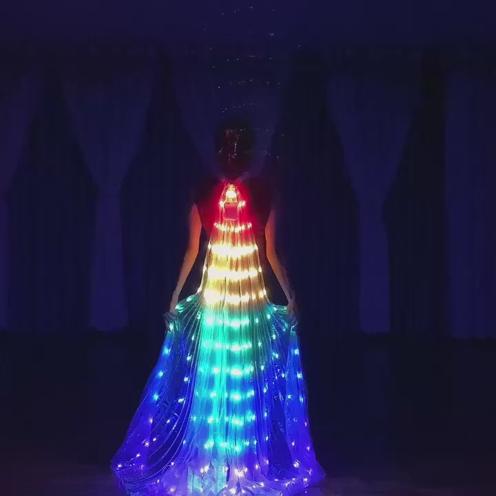 Adult LED Colorful Light Dance Wings Cloak for Belly Dance