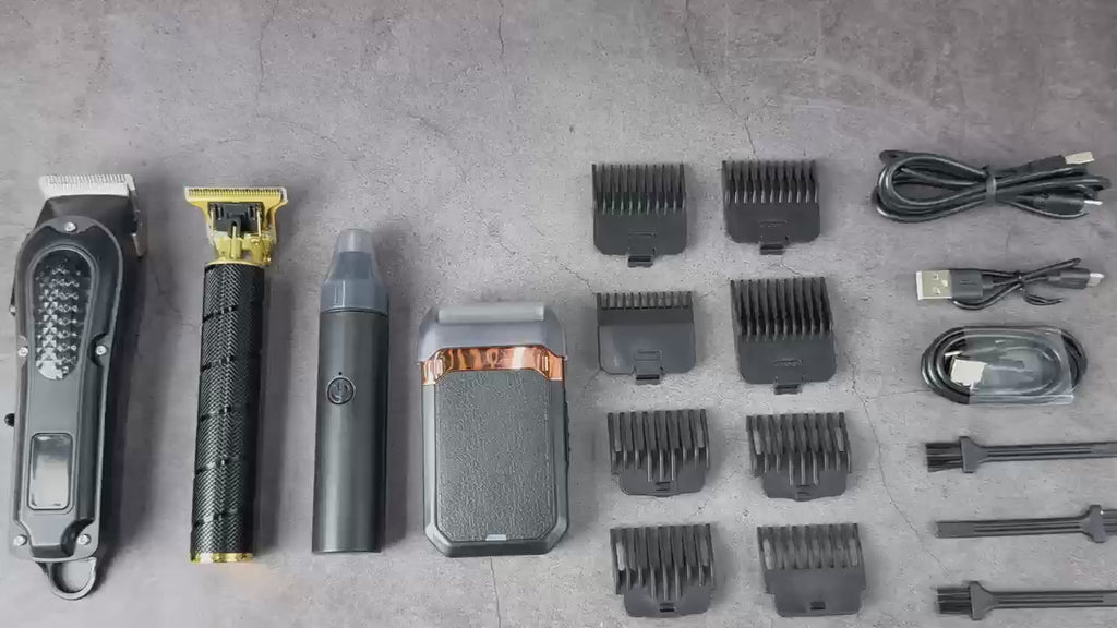 4pcs Men's Cordless Hair Clipper Kits - USB Charging Electric Hairdresser