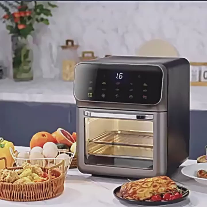 Multifunctional Air Fryer Toaster Oven, 5-in-1 XL Convection Oven with Integrated Smart Cooking Thermometer