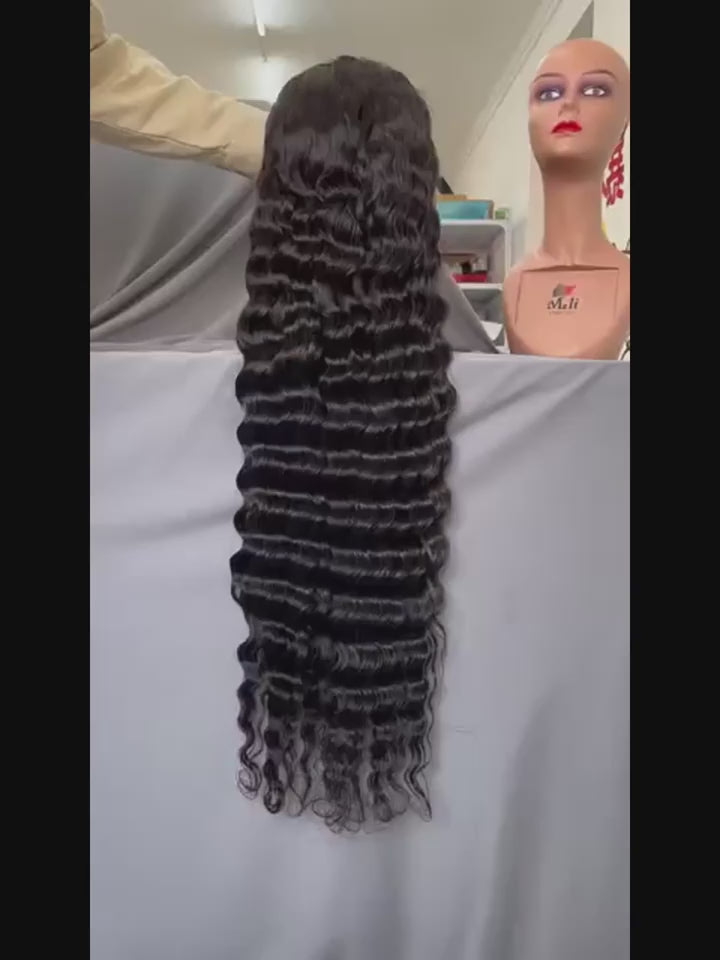 250% Density Brazilian Virgin Human Hair Lace Front Wig - Natural Black Curly Texture, HD Transparent Lace Frontal