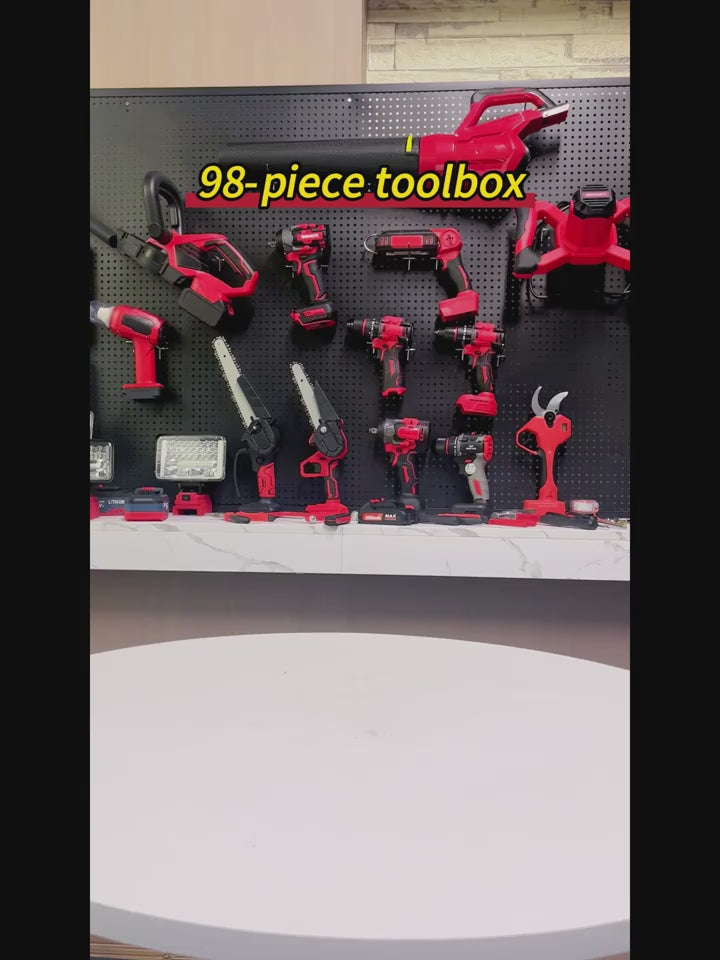 98pcs Cordless Drill -Tool Box With Drill, 12V Cordless Power Drill Set, 25+1 Position Electric Drill