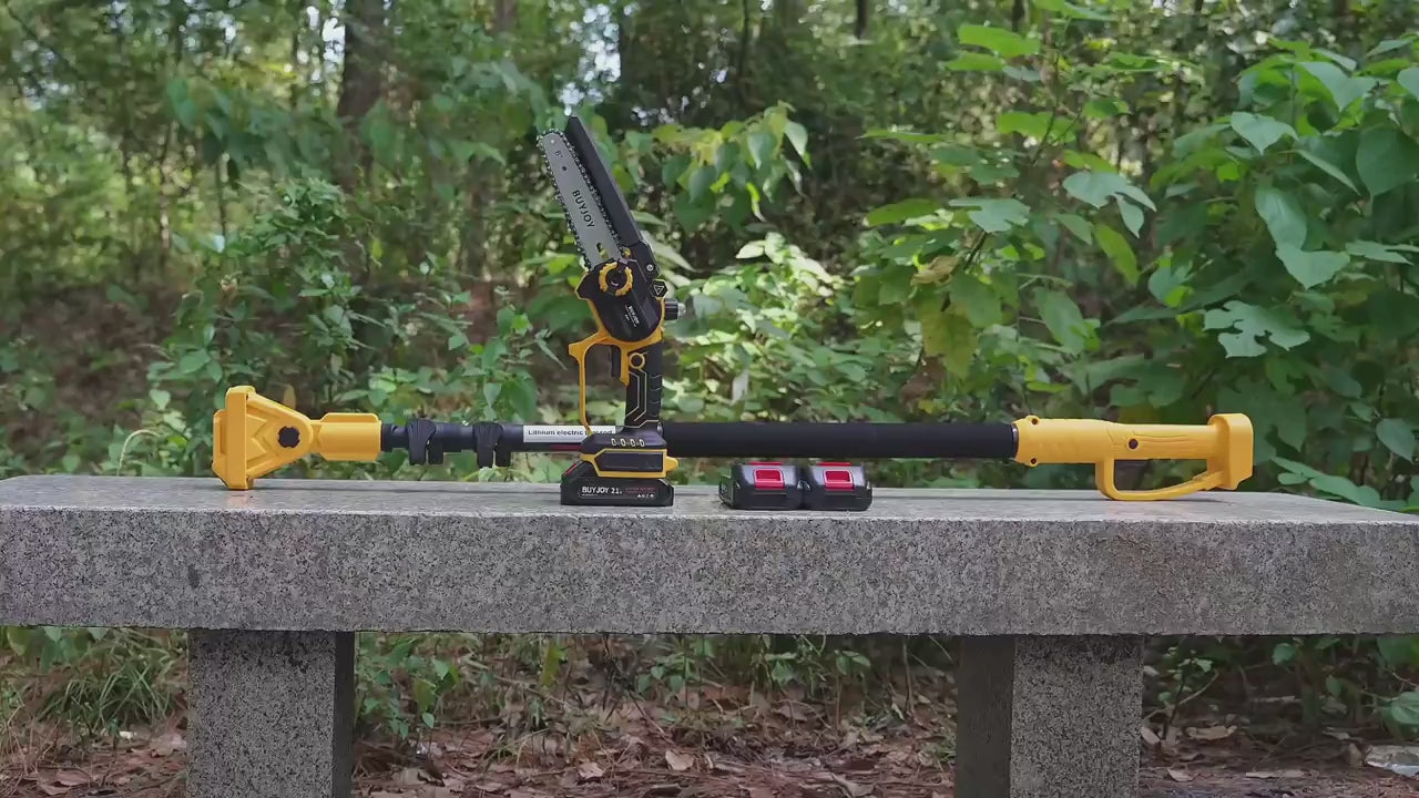 6-inch Mini Chainsaw with Additional Chain, 2-in-1 Cordless Chainsaw with Extension Rod