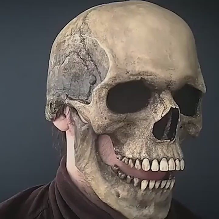 Realistic Moving Jaw Skull Mask with Mechanical Mouth Mechanism